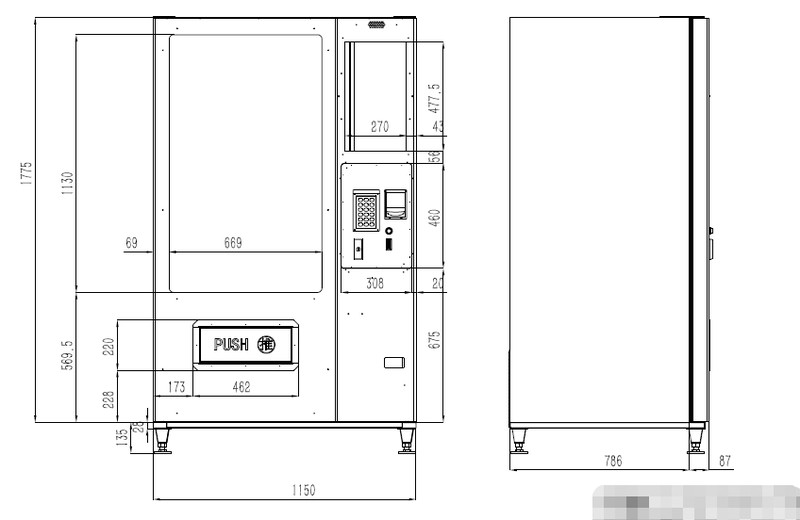 Vending machine blueprint dimensions